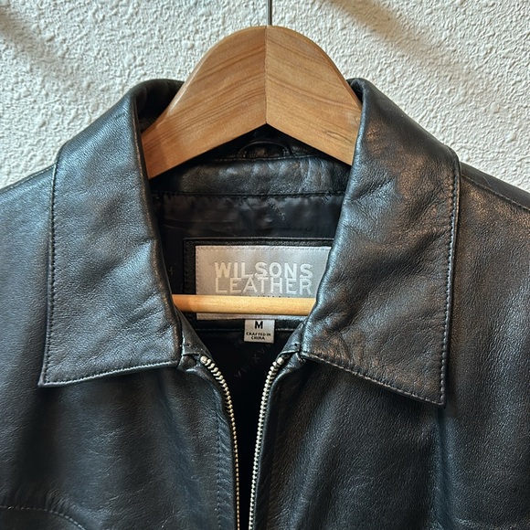 Y2K Wilson Leather black sleek jacket full zip - Picture 4 of 7